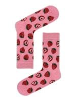 Pembe Çilek Yaz Renkli Tasarım Soket Çorap - Görsel 2