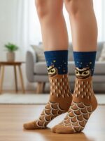Baykuş Desenli Renkli Soket Çorap