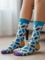 Beyaz İce Cream Tasarım Soket Çorap