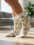 Beyaz Muz Tasarım Soket Çorap