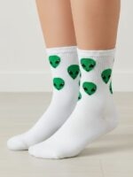 Green Alien Uzaylı Kafalar Tenis Spor Çorap