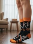 İskelet Ve Bal Kabağı Desenli Halloween Çorabı