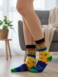 Kaktüs Vahşi Batı Desenli Renkli Soket Çorap