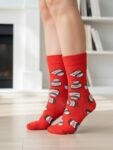 Kırmızı Nutella Tasarım Soket Çorap