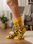 Leopar Tasarım Soket Çorap