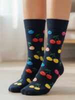 Renkli Kirazlar Tasarım Soket Çorap