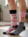 Sağlı Sollu Barbie Desenli Soket Çorap