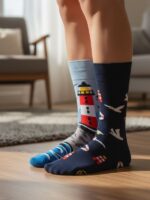 Sağlı Sollu Fener Desenli Soket Çorap