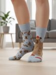 Sağlı Sollu Kapibara Desenli Soket Çorap