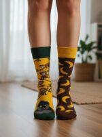 Sağlı Sollu Maymun Desenli Soket Çorap