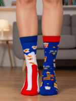 Sağlı Sollu Popcorn Desenli Soket Çorap