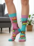 Sağlı Sollu Super Mom Desenli Soket Çorap