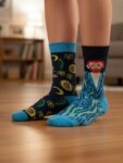 Sağlı Sollu Van Gogh Desenli Soket Çorap