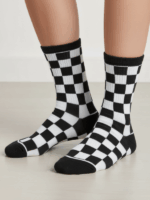 Siyah Dama Desenli Renkli Tenis Spor Çorap