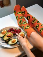 Turuncu Avokado Tasarım Soket Çorap