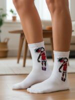 Unisex Beyaz Jordan Desenli Tenis Spor Çorap