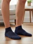 Ekose Dört Mevsim Lacivert Bambu Erkek Patik Çorap