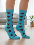 Unisex Mavi Karpuz Yaz Renkli Tasarım  Soket Çorap