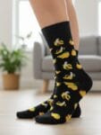 Siyah Çoklu Muz Tasarım Soket Çorap