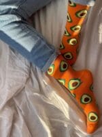 Turuncu Avokado Tasarım Soket Çorap - Görsel 2