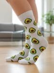 Beyaz Avokado Tasarım Soket Çorap