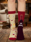 Sağllı Sollu Şarap Desenli Soket Çorap