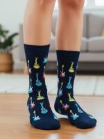 Çoklu Gitarlar Desenli Renkli Soket Çorap