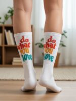 Do What You Love Renkli Yazılı Tenis Spor Çorap