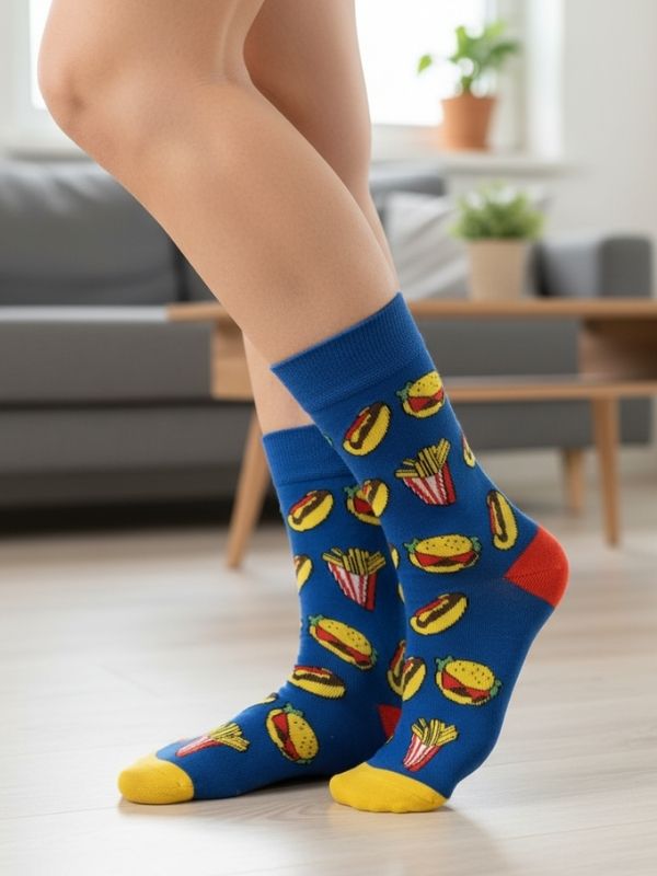 Hamburger Sosis Tasarım Soket Çorap (1) Hamburger Sosis Tasarım Soket Çorap - Görsel 1