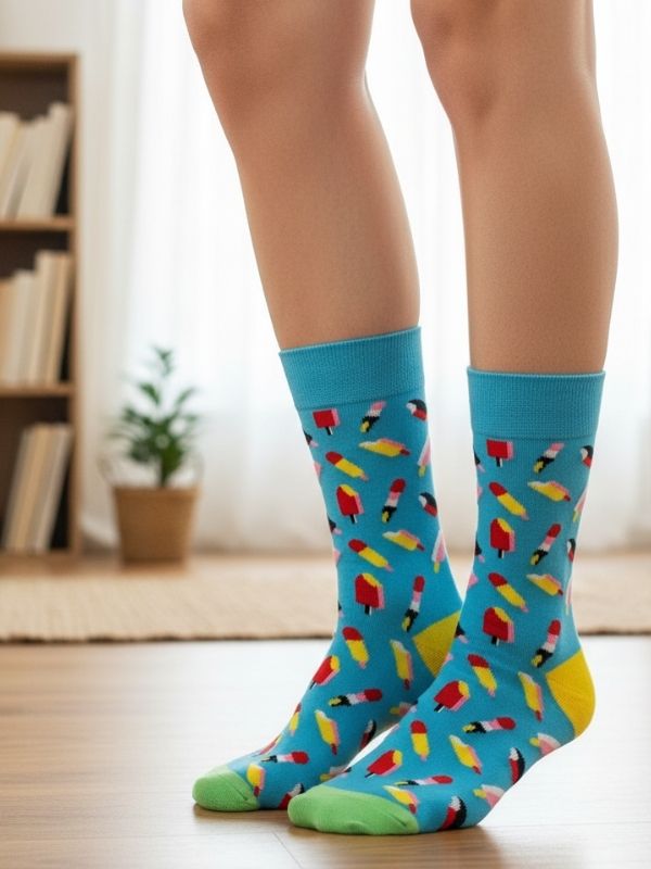 Mavi Ice Cream Tasarım Soket Çorap (1) Mavi Ice Cream Tasarım Soket Çorap - Görsel 1