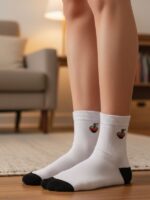 Ramen Nakışlı Tenis Spor Çorap