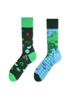 Sağlı Sollu Yeşil Dünya Desenli Soket Çorap - Görsel 2