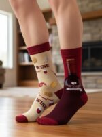 Sağllı Sollu Şarap Desenli Soket Çorap