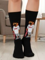 Siyah Ayıcık Desenli Filov Soket Çorap