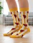 Turuncu Şeritli Karpuz Tasarım Soket Çorap