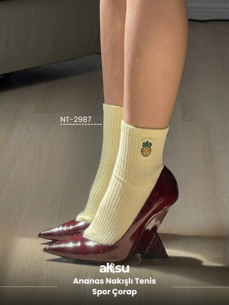 Ananas Nakışlı Tenis Spor Çorap