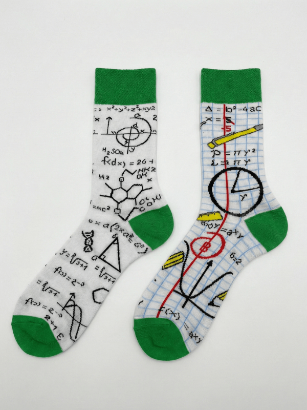 sağlı sollu matematik formülleri desenli soket Çorap