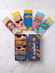 Konsept Pop Art Retro Sağlı Sollu 5'li Kutulu Soket Çorap Seti