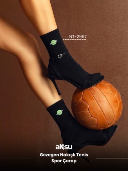 Gezegen Nakışlı Tenis Spor Çorap