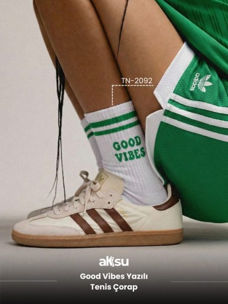 Good Vibes Yazılı Tenis Çorap