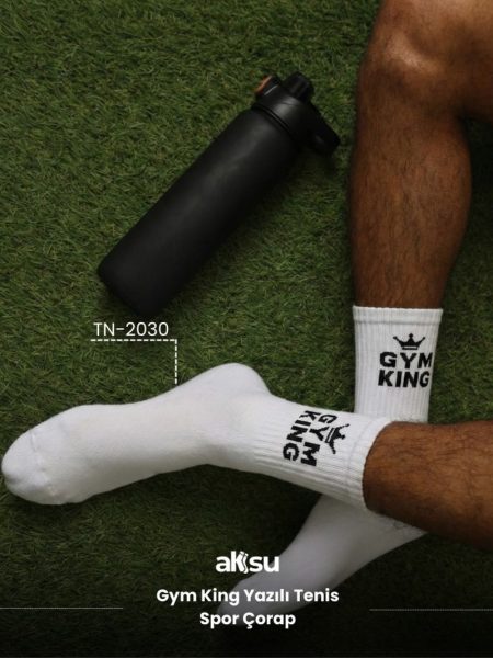 Gym King Yazılı Tenis Spor Çorap
