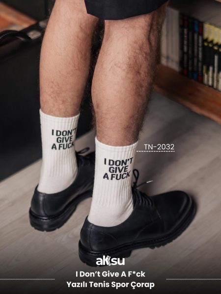 I Don't Give A F*ck Yazılı Tenis Spor Çorap