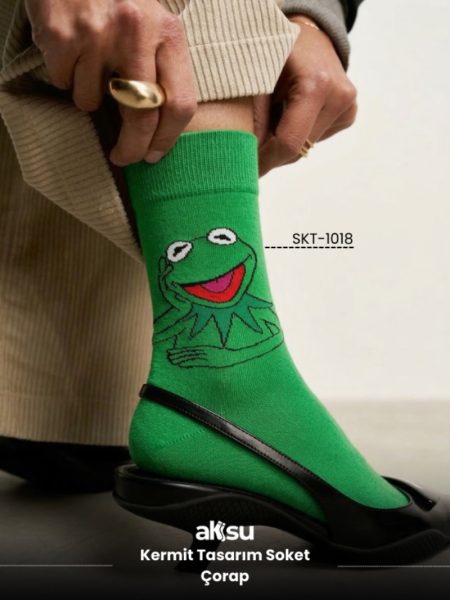 Kermit Tasarım Soket Çorap