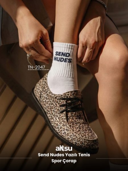 Send Nudes Yazılı Tenis Spor Çorap