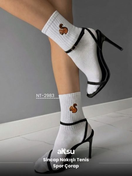 Sincap Nakışlı Tenis Spor Çorap