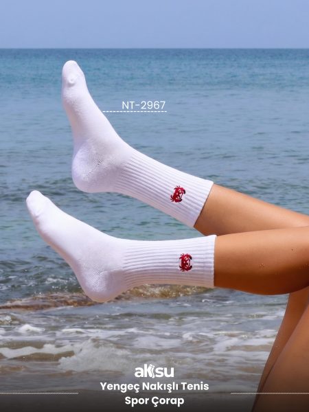 Yengeç Nakışlı Tenis Spor Çorap